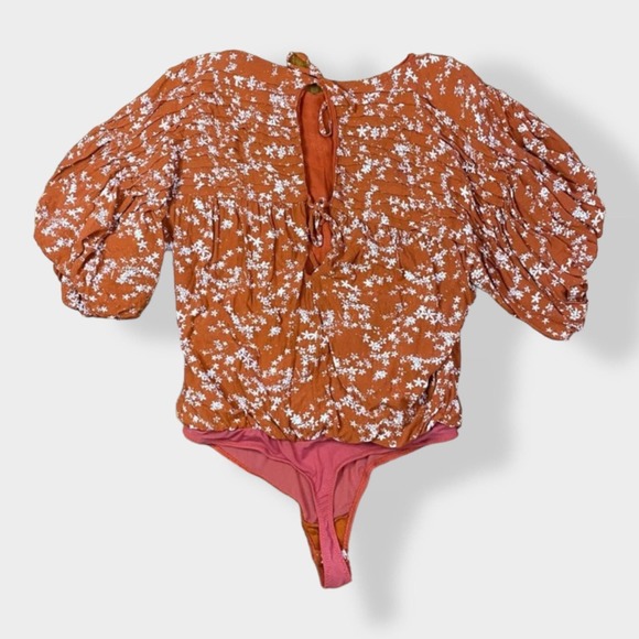 Free People Dessa one piece pin tuck‎ top in rust size S - Picture 9 of 9